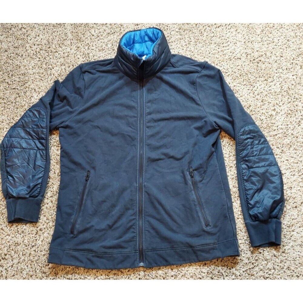 Lululemon Full Zip Stretch Performance Jacket Mens XL Blue Puffer Neck Elbow